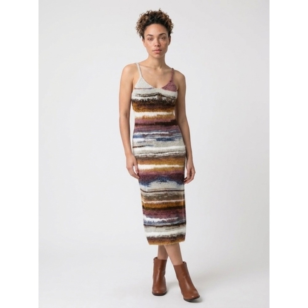 NWT Cider V-Neck Sunset Striped Dress / Size Small /‎ Super comfy with Stretch!